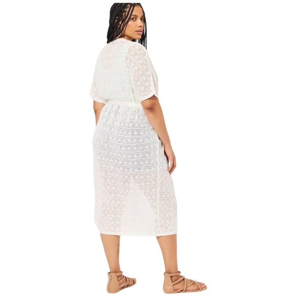 41] TORRID 3X/4X Crochet Sweater Duster w/ Tie NEW 36-46pit 51L cotton/acrylic - Picture 2 of 5